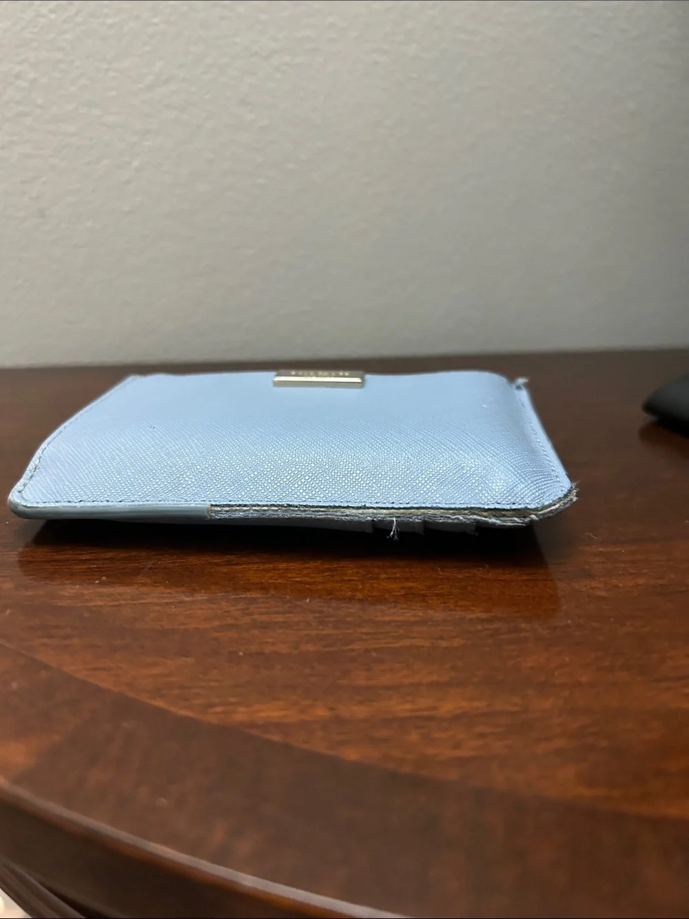 kate spade Light Blue Saffiano Zip Card Holder